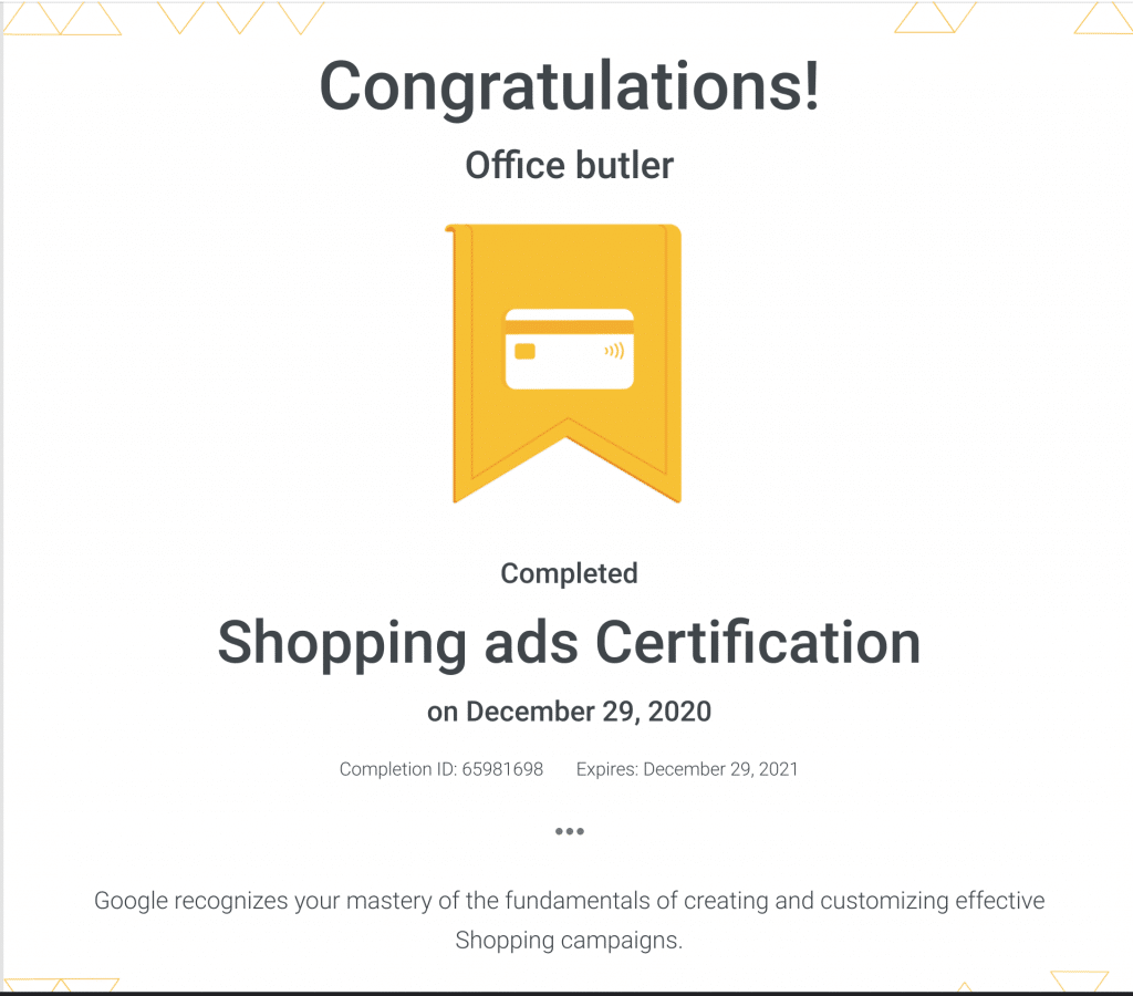 google shop certification
