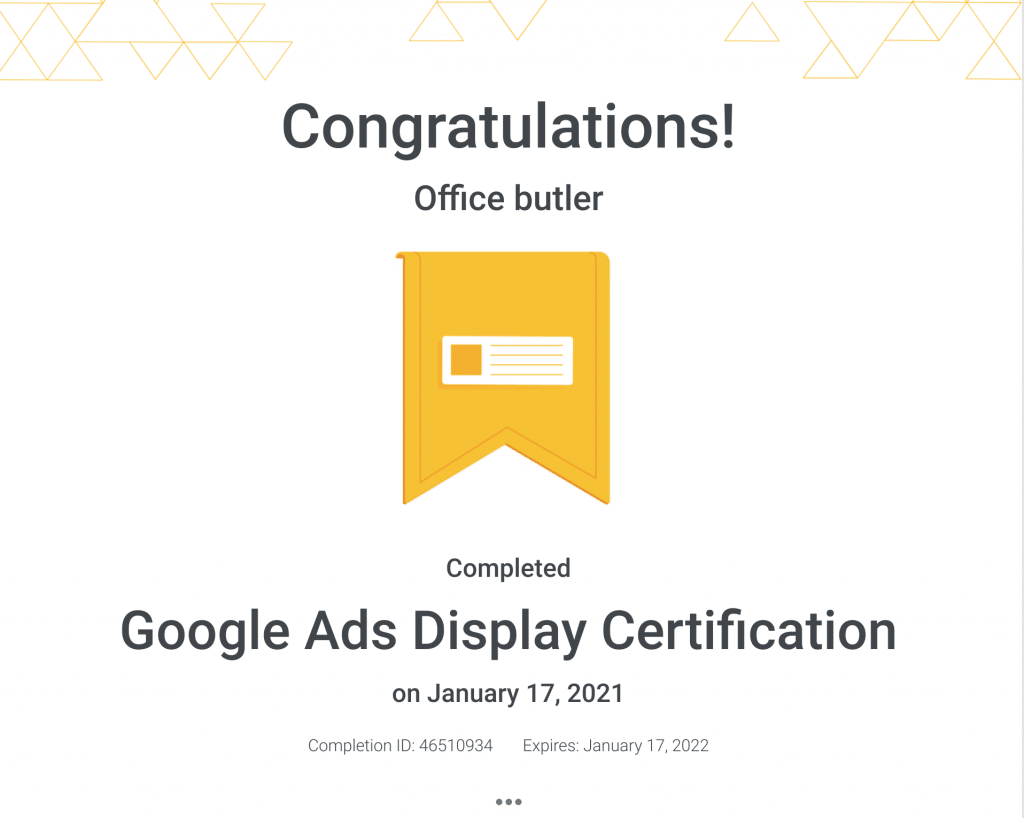 Google display ad cerfication