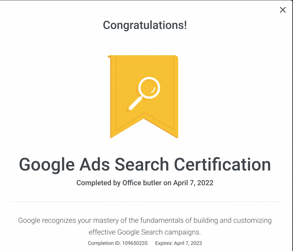 Google add certification